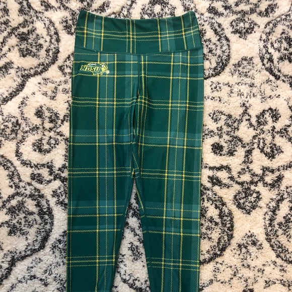 NDSU bison green yellow plaid athletic leggings - Picture 4 of 6